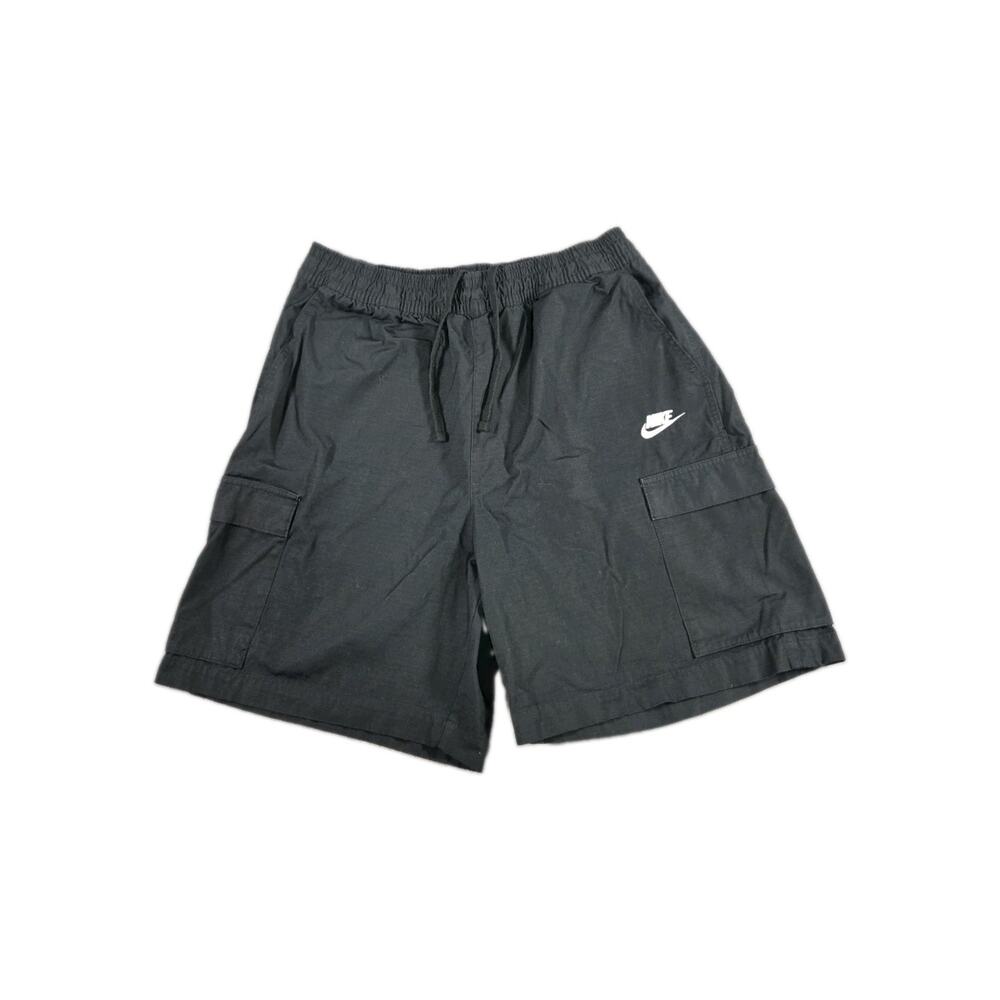 Nike Cargo Shorts Mens Sz L Black Ripstop Elastic Waist FB1246-010 Sportswear C2